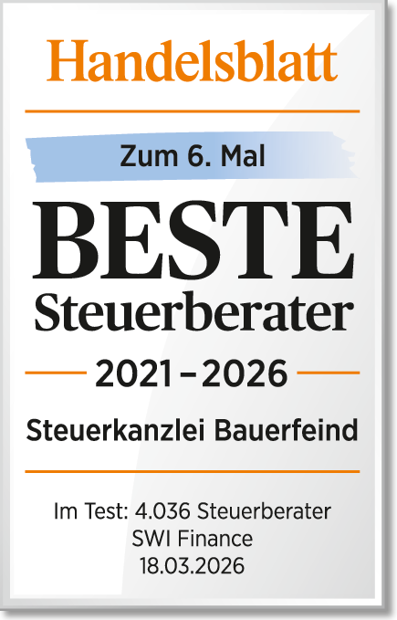 Handelsblatt Beste Steuerberater 2021-2026 Steuerkanzlei Bauerfeind Doppelte Haushaltsführung